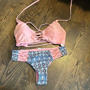 Strappy light pink bikini top